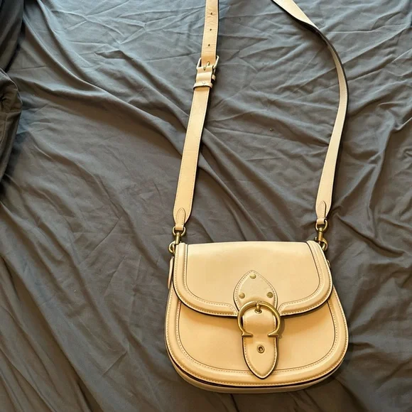 Coach Cream Leather Saddle Crossbody Bag - Picture 1 of 7